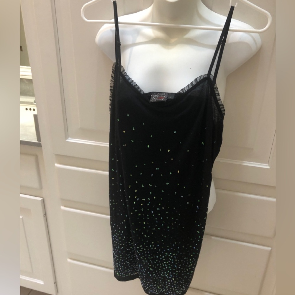 Sheer tank top with Glitter! Size xl long
